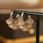 Champagne Four-Petal Flower Stud Earrings