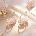 Two-Tone Flower Crystal Earrings